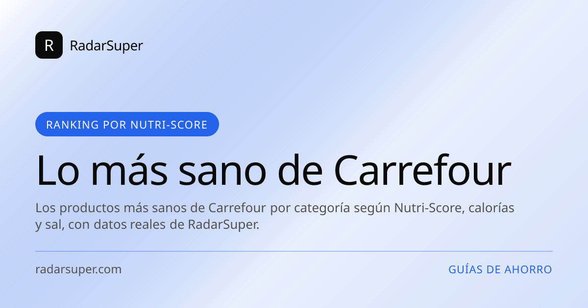 Los productos más sanos de Carrefour por categoría según Nutri-Score, calorías y sal, con datos reales de RadarSuper.