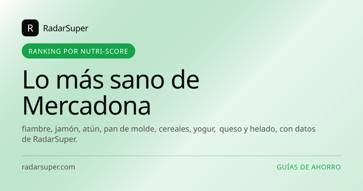 Los productos más sanos de Mercadona por categoría según Nutri-Score, calorías y sal: fiambre, jamón, atún, pan de molde, cereales, yogur, queso y helado, con datos de RadarSuper.