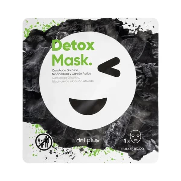 Mascarilla facial Detox Mask Deliplus con ácido glicólico  niacinamida y carbón activo