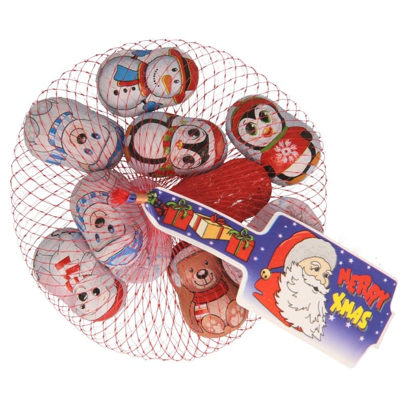 Figuritas de muñecos de nieve de chocolate con leche PRODUCTO ECONÓMICO ALCAMPO 100 gr,