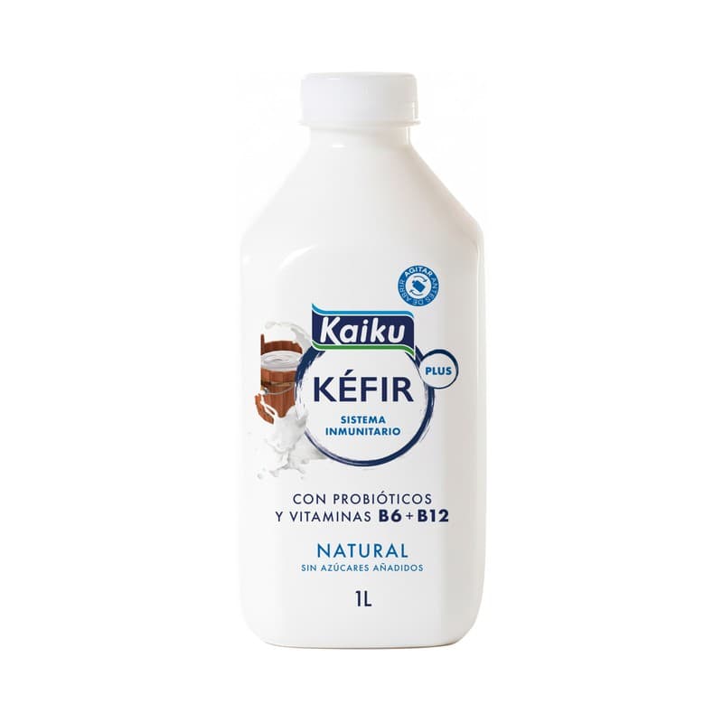 KAIKU Kéfir líquido natural sin azúcares añadidos y con probióticos y vitaminas B6 y B12 1 l.