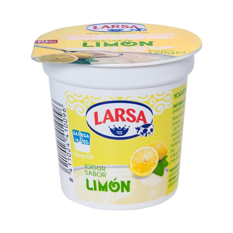 LARSA Yogur con sabor a limón, elaborado con leche gallega 100% 125 g.