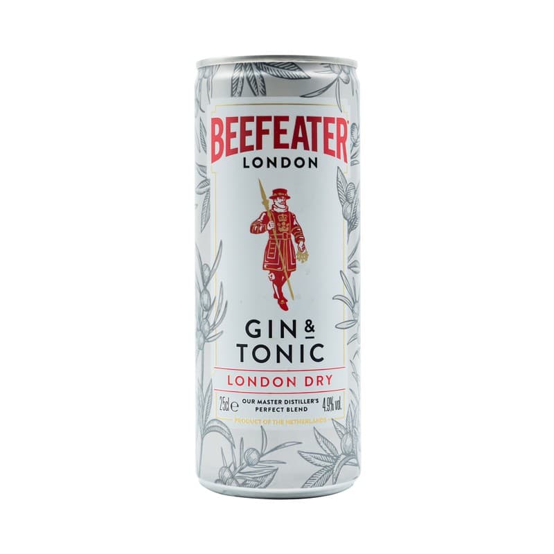 BEEFEATER Combinado de ginebra London dry y tónico (gin & tonic) lata 25 cl.