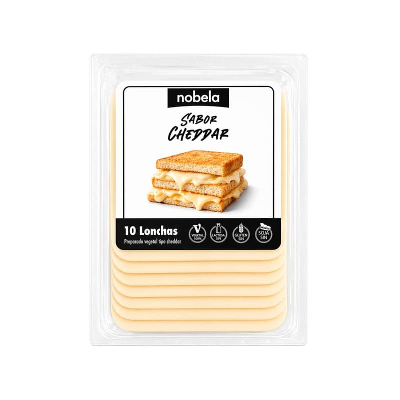 NOBELA Lonchas veganas sabor cheddar 200 g.