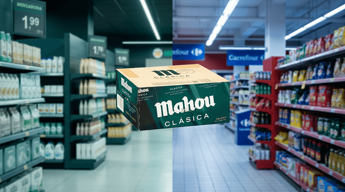 Comparativa lado a lado de productos Mercadona y Carrefour con diferencias de precio destacadas