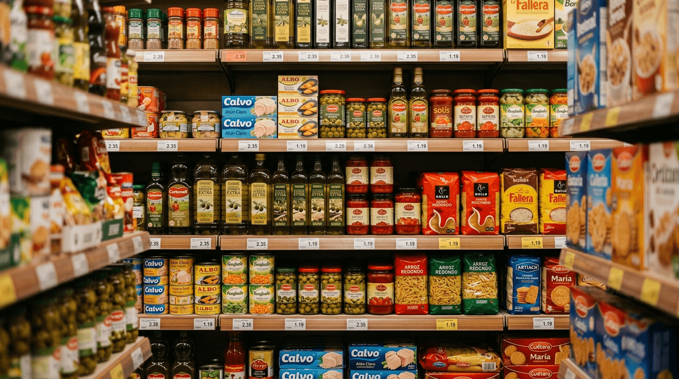 Papilla Hero Baby de verduritas con pollo y ternera posicionada entre aisles de Mercadona y Carrefour para comparativa de precios