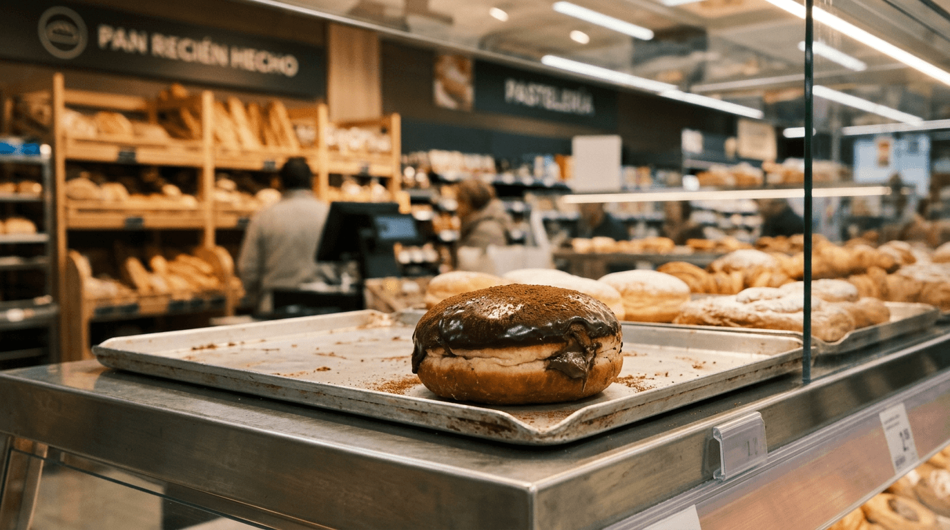 Berlina de cacao crunch rellena de crema en bandeja de horno de Mercadona