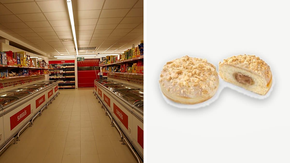 Berlina blanca rellena de crema con trozos de galleta en plato rústico, luz natural de verano