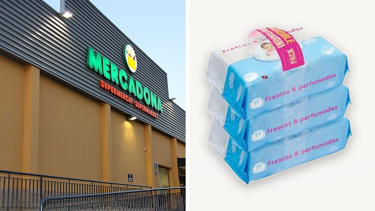 Pack de tres toallitas bebé Deliplus sobre un cambiador de bebé, con productos de higiene infantil alrededor