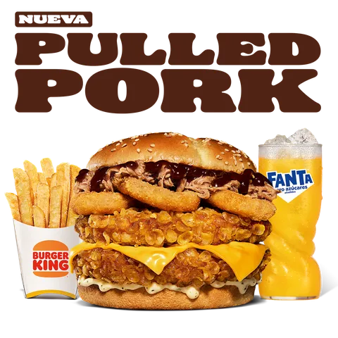 MENÚ PULLED PORK & ONION DOBLE POLLO — Burger King