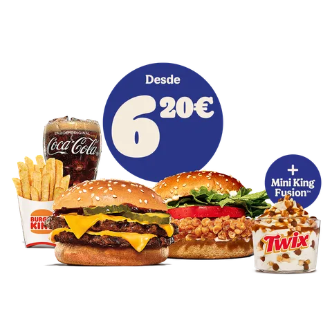 MENÚ DOBLE CHEESEBURGER BBQ O CRISPY CHICKEN® + MINI KING FUSION™ — Burger King