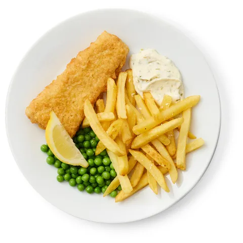 Fish and chips con guisantes, salsa tártara y limón. — Restaurante IKEA