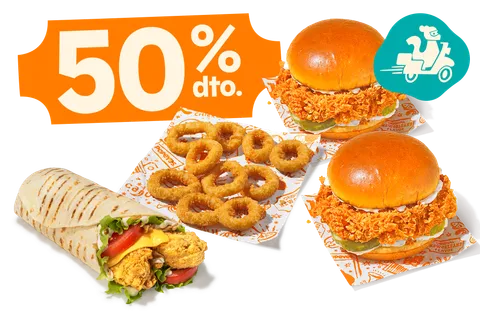 50% 2 The Chicken Sandwich + Chicken Wrap + 10 Aros — Popeyes