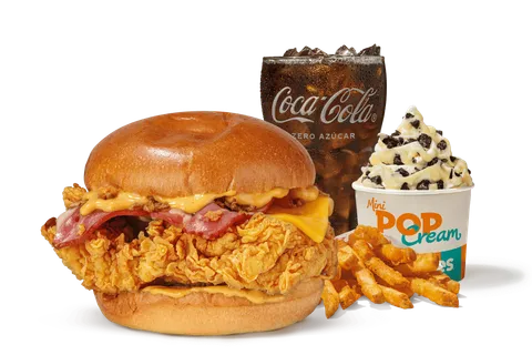 Menú Completo Cheesy Chicken Sandwich — Popeyes