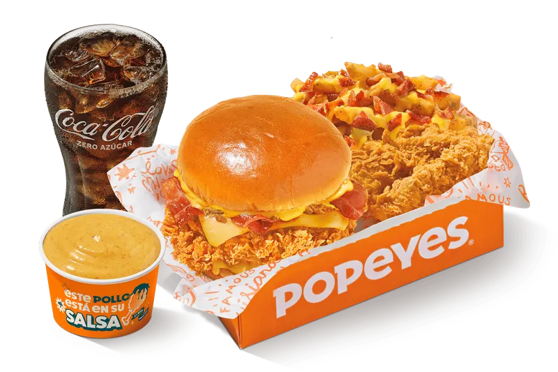 Carta de Popeyes: Chicken Cheesy Combo Mediano