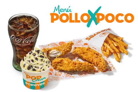 Menú PolloXPoco 3 Tiras + Mini Pop Cream — Popeyes