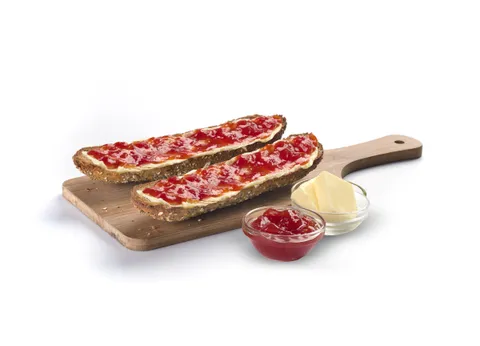 Tostada Cereales, Mermelada y Mantequilla — Rodilla