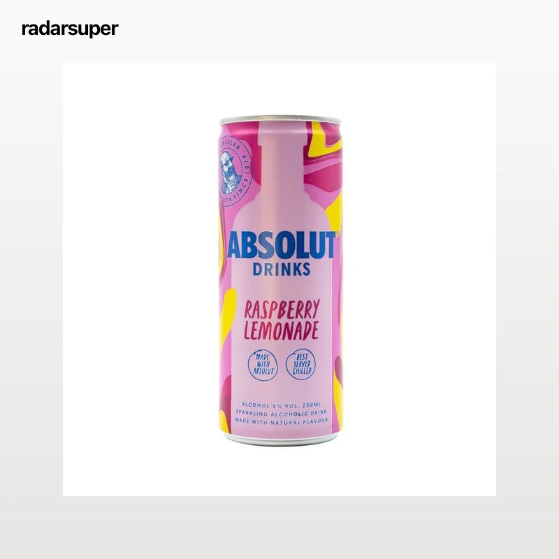 ABSOLUT Drinks Combinado de vodka blanco con un toque de limonada de frambuesa lata 25 cl.