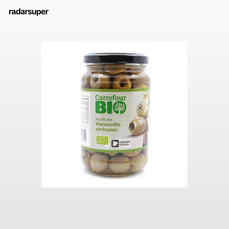 Aceituna manzanilla sin hueso ecológica Carrefour Bio 160 g.