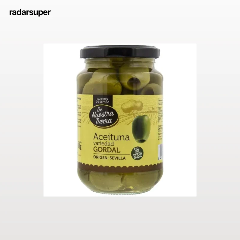 Aceitunas gordal sin hueso De Nuestra Tierra 180 g.