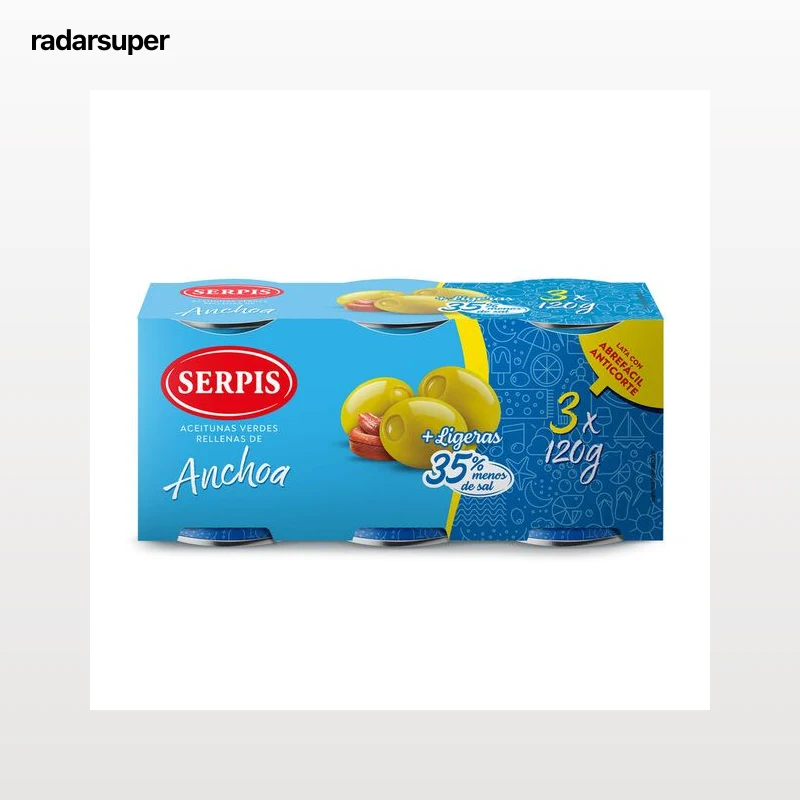 Aceitunas ligeras rellenas Serpis pack 3