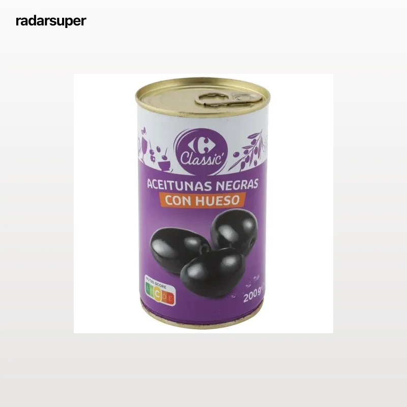 Aceitunas negras cacereñas con hueso Classic Carrefour 200 g.