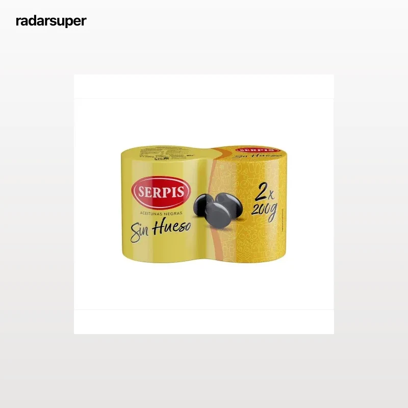 Aceitunas negras sin hueso Serpis pack de 2 latas de 85 g.