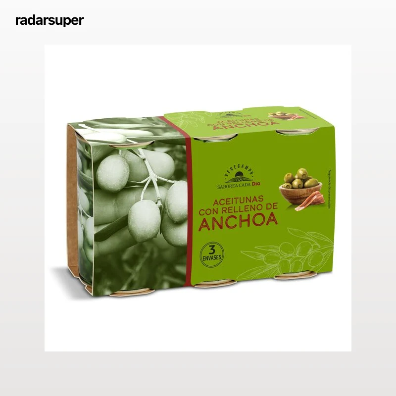 Aceitunas rellenas de anchoa Dia Vegecampo 3 x 150 g