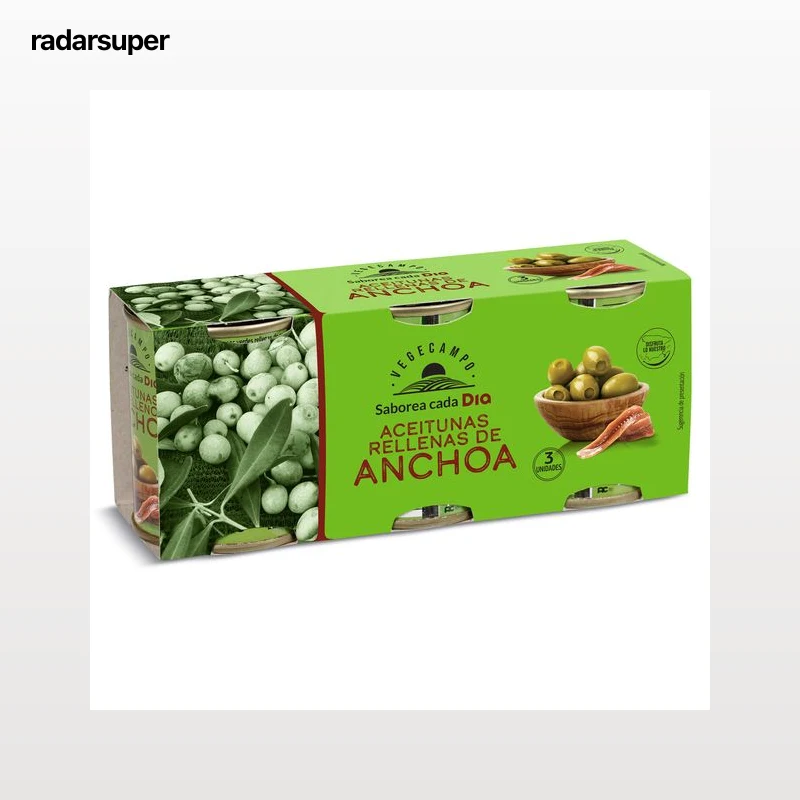 Aceitunas rellenas de anchoa Dia Vegecampo 3 x 50 g