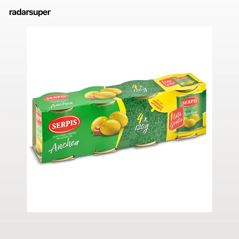 Aceitunas rellenas de anchoa Serpis 4 x 50 g