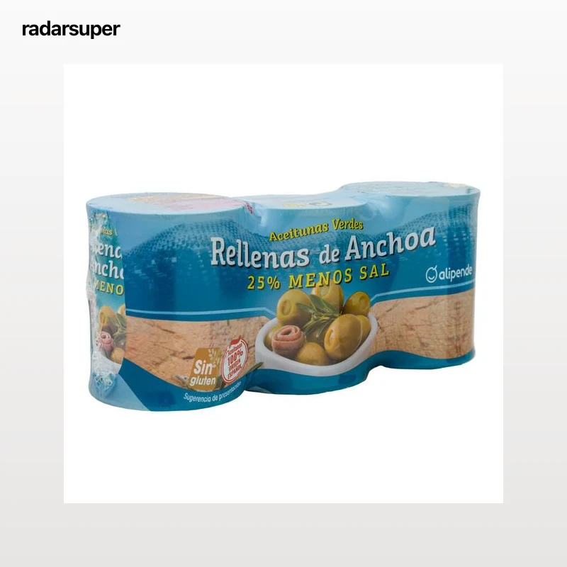Aceitunas rellenas anchoa Alipende pack 3