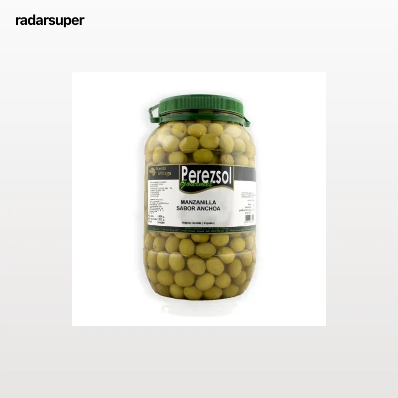 Aceitunas verdes manzanilla sabor anchoa Perezsol 2,5 kg.