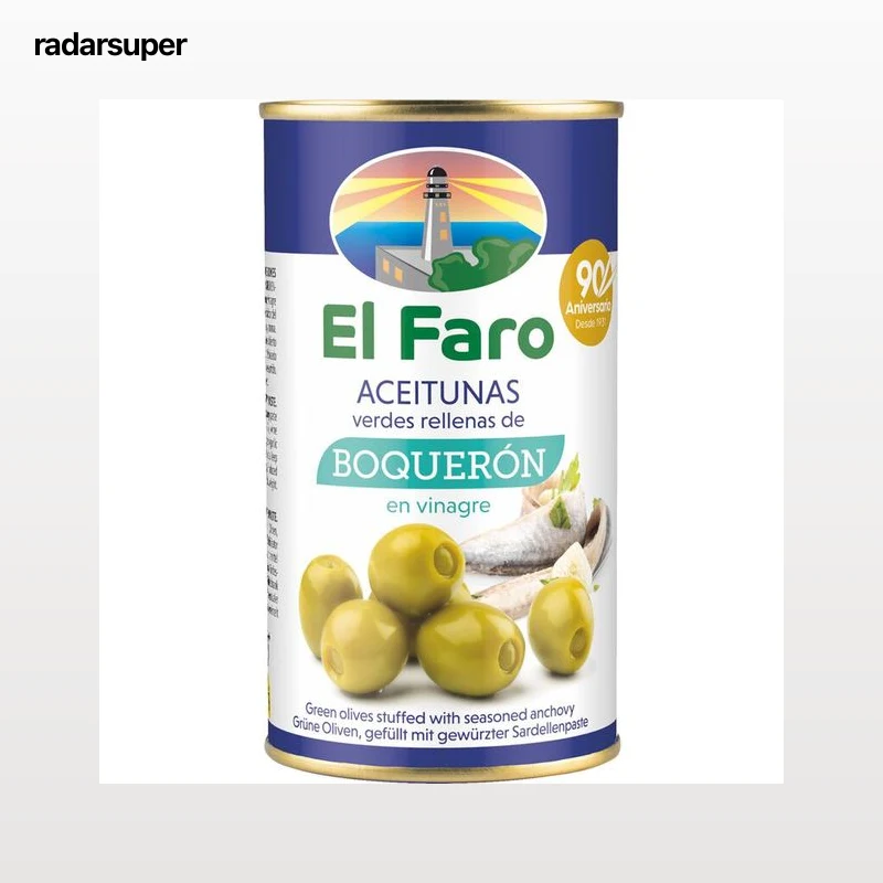 Aceitunas verdes rellanas de boquerón en vinagre El Faro 150g