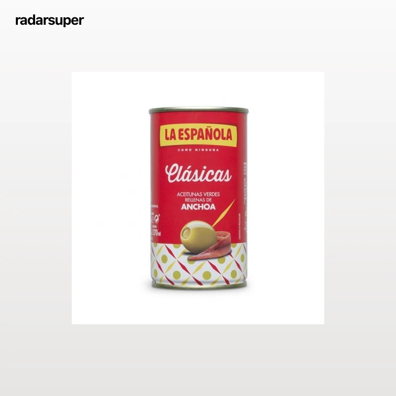 Aceitunas verdes rellenas de anchoa La Española sin gluten 150 g.