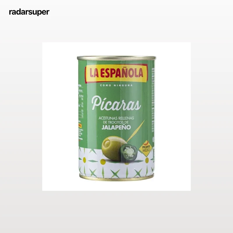 Aceitunas verdes rellenas de jalapeño Pícaras La Española sin gluten 130 g.