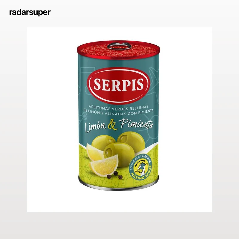 Aceitunas verdes rellenas de limón y aliñadas con pimienta Serpis 130g