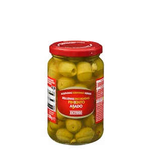 Aceitunas verdes rellenas de pimiento asado