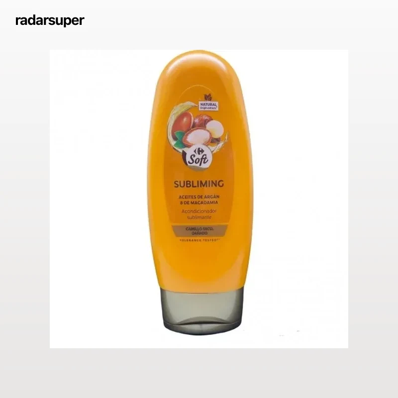 Acondicionador sublimante con aceite de argán & macadamia para cabello seco o dañado Carrefour Soft 300 ml.