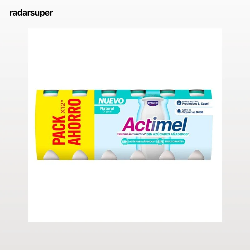 ACTIMEL de Danone Leche fermentada con Lcasei y sabor natural sin azucares añadidos 12 x 100 g.