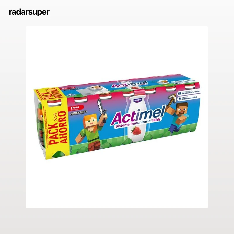 ACTIMEL Kids de Danone Leche fermentada con Lcasei y sabor a fresa 14 x 100 g.