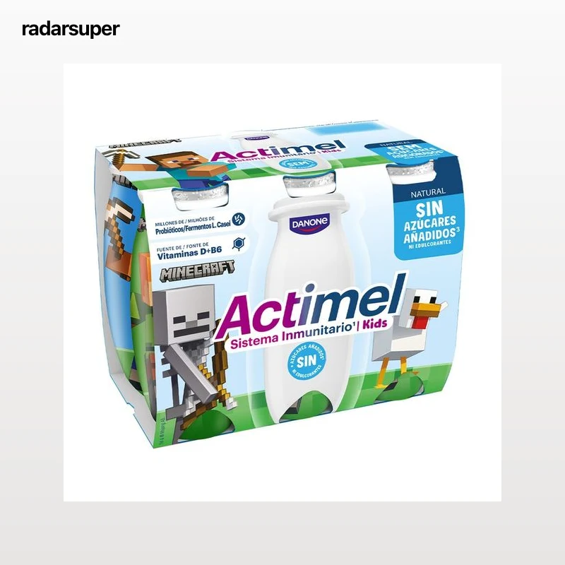 ACTIMEL Kids de Danone Leche fermentada con Lcasei y sabor natural 6 x 100 g.
