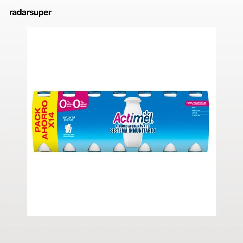 ACTIMEL Leche fermentada con Lcasei, 0% materia grasa y sabor natural de Danone 14 x 100 g.