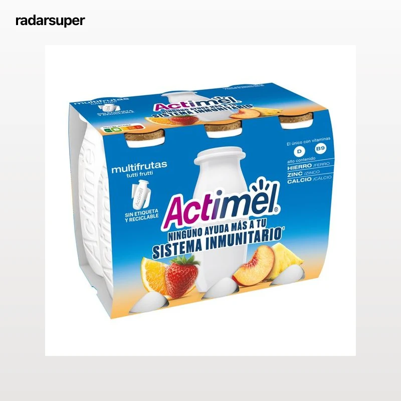ACTIMEL Leche fermentada con Lcasei y multifrutas (tuti frutti) de Danone 6 x 100 g.
