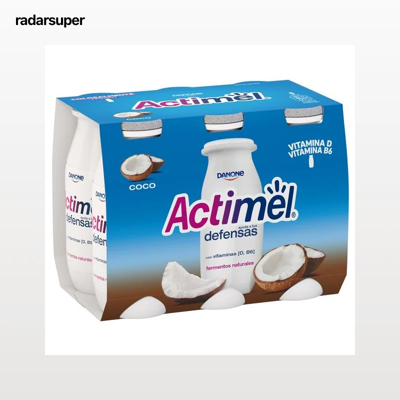 ACTIMEL Leche fermentada con Lcasei y sabor a coco de Danone 6 x 100 g.