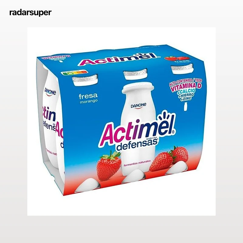 ACTIMEL Leche fermentada con Lcasei y sabor a fresa de Danone 6 x 100 g.
