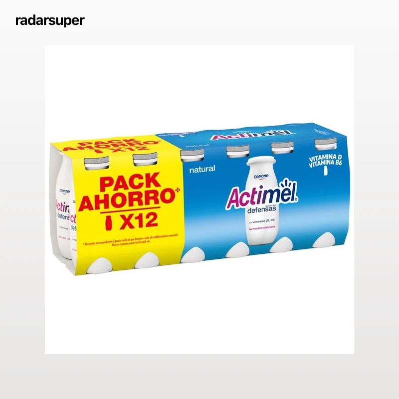 ACTIMEL Leche fermentada con Lcasei y sabor natural de Danone 12 x 100 g.