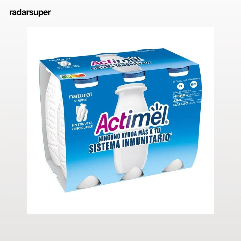 ACTIMEL Leche fermentada con Lcasei y sabor natural de Danone 6 x 100 g.