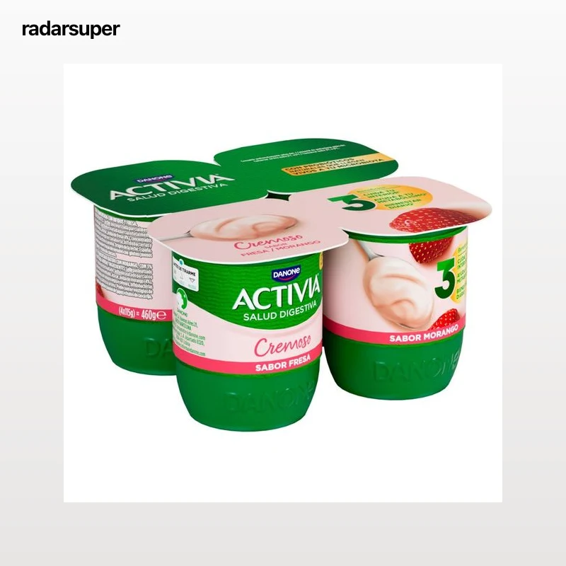 ACTIVIA Bífidus cremoso con 6 horas de fermentación y fresas de Danone 4 x 115 g.