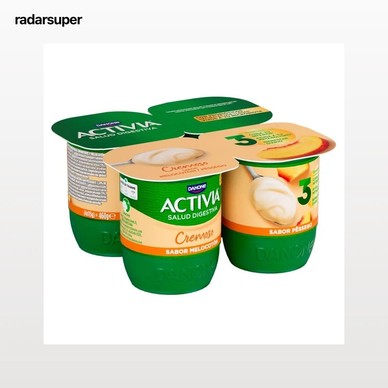 ACTIVIA Bífidus cremoso con 6 horas de fermentación y melocotón de Danone 4 x 115 g.