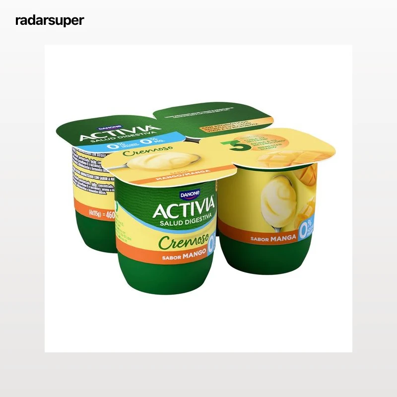 ACTIVIA Bífidus cremoso, desnatado (0% materia grasa) y con sabor a mango Cremoso 0% de Danone 4 x 120 g.